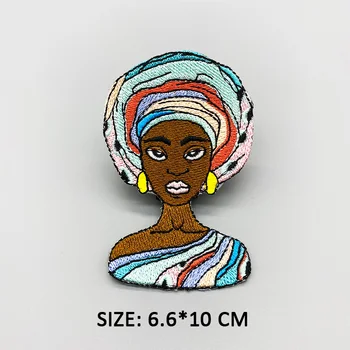 Afriške Dekle Obliž Črno glavo pevka Vezenega Obliži Za Oblačila, iz Železa na Obliži Značke DIY Dekoracijo Oblačila Nalepke