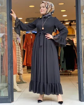 Muslimanska Oblačila Hidžab Obleko 2021 Nove Ženske Trdna Šifon Eid Mubarak Stranka, Ki Zvečer Dolgo Obleko Abaya Arabski, Turški Islamska Oblačila