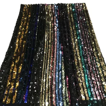 Barvita sequins francoski neto čipke tkanine afriške til tkanine, čipke 3 različnih barvah 5 metrov na veliko FRW-144
