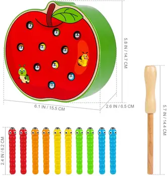 Otrok Montessori Začetku Izobraževalne Insektov Igro Strawberry Igrača z Magnetno Zaponko Bug Lesena Gradnja Bloka Matematiko Igrače