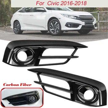 1 Par Ogljikovih Vlaken Sprednji Odbijač Luči za Meglo Lučka za Kritje Mreža za Honda Civic 10. 2016 2017 2018 Avto Styling