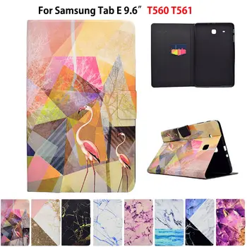 Marmor Vzorec velja Za Samsung Galaxy Tab E T560 T561 SM-T560 9.6 palčni Smart Cover Funda Tablet PU Usnje Stojijo Lupine, Kože