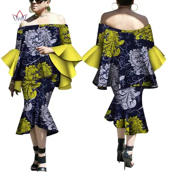 2020 Poletje Afriške Dashiki Za Ženske Krilo Set Naravnih Bazin Riche Afriške Modnih Oblačil Bombaža, Plus Velikost BRW WY4703