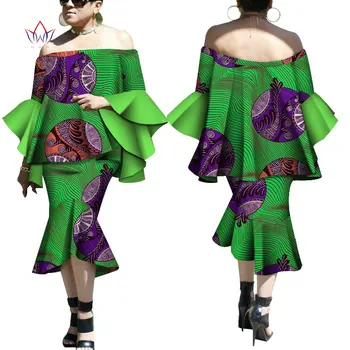 2020 Poletje Afriške Dashiki Za Ženske Krilo Set Naravnih Bazin Riche Afriške Modnih Oblačil Bombaža, Plus Velikost BRW WY4703