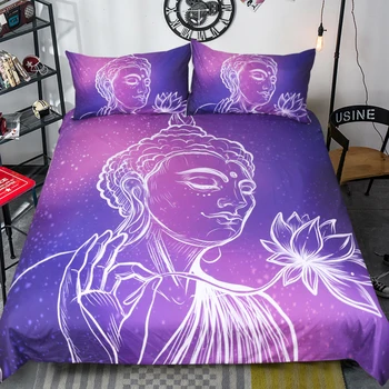 Brezplačna dostava vijolično Buda 3pcs posteljni set no posteljo stanja sabanas twin polno kraljica kralj velikost domačega tekstilnega