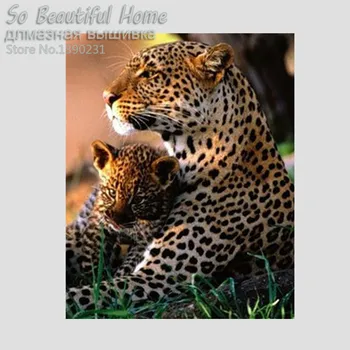 Živali, barvanje Diamond Mozaik sliko dekoracijo Navzkrižno Šiv Kvadratnih Diamond Vezenje needlework dve leopards SH61189