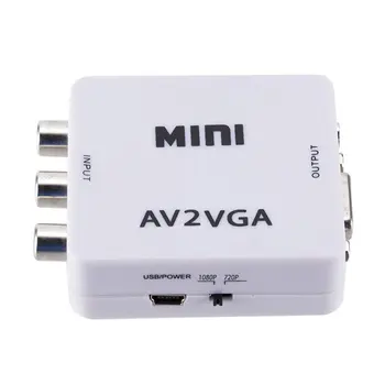 Mini HD AV2VGA Video Pretvornik Converter z 3.5 mm Audio AV VGA Pretvornik Conversor Za PC TV HD Računalnika na TV