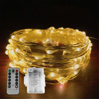 5M/10M Bakrene Žice LED Niz Luči Baterija Upravlja Garland Svetlobe Počitnice Razsvetljava za svate Božično Drevo Decoration