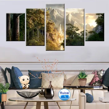 Megla gozd, naravo, se sprašuje plakat platno slikarstvo 5 plošči HD tiskanje dnevna soba, spalnica dekoracijo zidana Skandinavski slog