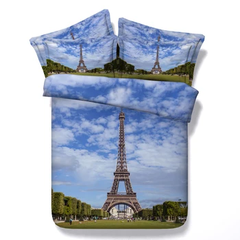 Eifflov Stolp posteljnina nabor Parizu 3D rjuhe kritje določa bedspread posteljo v vrečko stanja perilo Kraljica velikosti Kralj double twin eno 4PCS