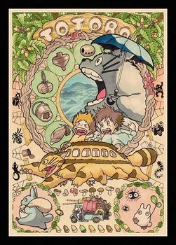 Kot nalašč JL Hayao Miyazaki Japonski anime retro plakati kraft steno papir Visoke Kakovosti Slikarstvo Za Dom Dekor stenske nalepke HBB33