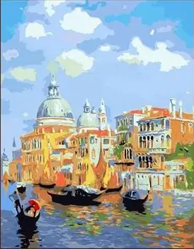 Sončni Benetke, pokrajina platno, barvanje z številke, barvanje diy ročno poslikane sliko oljna slika na platnu za dom dekor