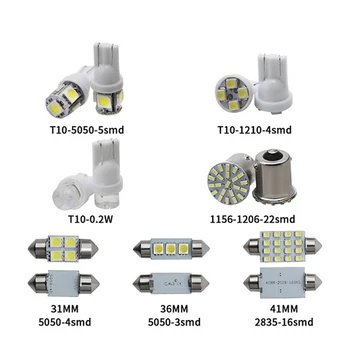 14Pcs LED Notranjost Paket Komplet Za T10 36mm Zemljevid Dome registrske Tablice Luči Bele