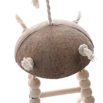 Naravne Kokosove Lupine Ptičje Gnezdo Hiša Koča Kletko Napajalni Jjeza Papiga Z Visi Vrvica Za Opaljivanje Tega Viseče Igrače