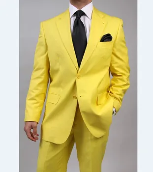 2020 Rumena Dva Gumba(Suknjič+Hlače)Zadnji Plašč, Hlače Tuxedos Kostum Izdelan Modni Moški Obleko Lep Hladen Vroče Prodaje Terno Masculino