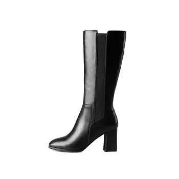 ASUMER 2020 NOV modni kvadratni toe sredi tele škornje debele pete pu+pravega usnja čevlji solid klasična lady black zimski škornji