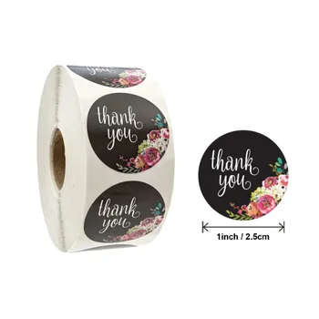 500pcs/Roll črni in beli trak cvetlični hvala nalepke pečat oznake za paket dekoracijo poroke oznake šoli nalepka