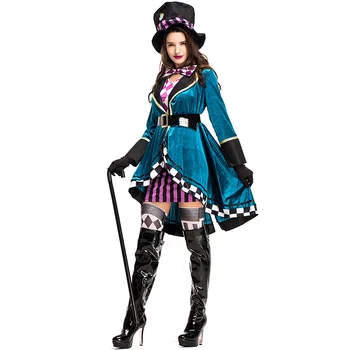 Alice v čudežni deželi johnny depp nori klobučar kostum za odrasle Obleko pustna Fantasias halloween kostumi za ženske plus velikost