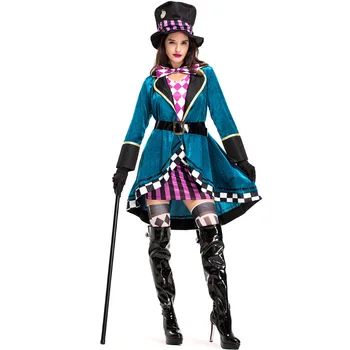 Alice v čudežni deželi johnny depp nori klobučar kostum za odrasle Obleko pustna Fantasias halloween kostumi za ženske plus velikost