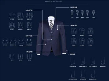 Po meri Mornarsko Modra Slim Fit Poroko Kostum Obleko za Moške Ženina Obleke Tuxedos 3 Kosov Groomsmen Stranka Obleke, Poročni Jopičem za Človeka