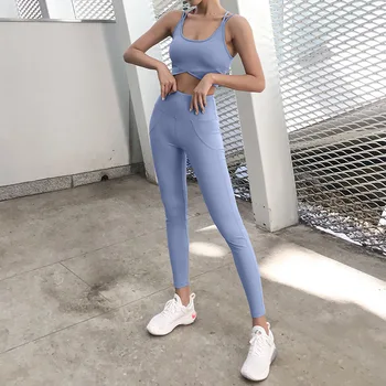 Brezšivne Joga Set Ženske Telovadnici Oblačila za Šport, Joga Dokolenke Oblazinjeni 2020 poletje ženske modni stretchy priložnostne nastavite Ropa