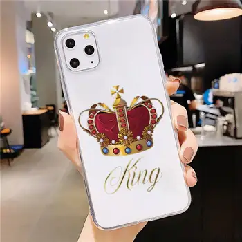 Princesa Kraljica Kralj krono Telefon Primeru Pregleden mehko Za iphone 5 5s 5c se 6 6s 7 8 11 12 plus mini x xs xr pro max