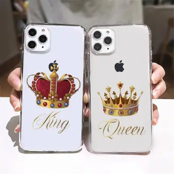 Princesa Kraljica Kralj krono Telefon Primeru Pregleden mehko Za iphone 5 5s 5c se 6 6s 7 8 11 12 plus mini x xs xr pro max
