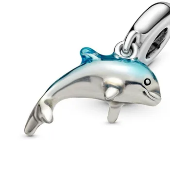 2020 Poletje Novo 925 Sterling Srebro Svetleč Dolphin Visijo Čare Kroglice fit Original Pandora Zapestnice, Ženske DIY Nakit