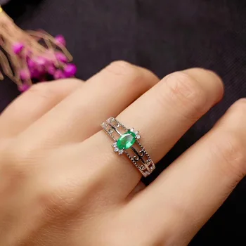 KJJEAXCMY boutique nakita 925 sterling srebro vdelan naravnih smaragdno ženski prstan podporo odkrivanje priljubljen