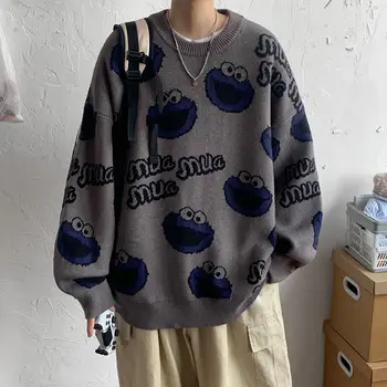 Leni Japonski pulover moške zimski veter svoboden trend korejska različica plesti pulover, da bo toplo študent nekaj podlak