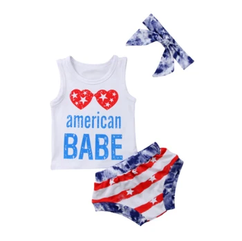 3Pcs Malčka Otroci Baby Boy Girl Ameriške Otroške Obleke, Oblačila T-shirt Vrhovi Vroče