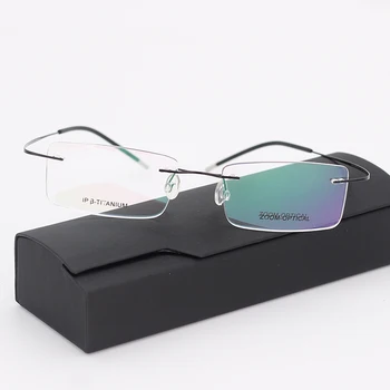 Poslovni Eyeglass Okvirji za Moške Titana Rimless Očala Okvirji Moški Modni Optičnih Slik Črna