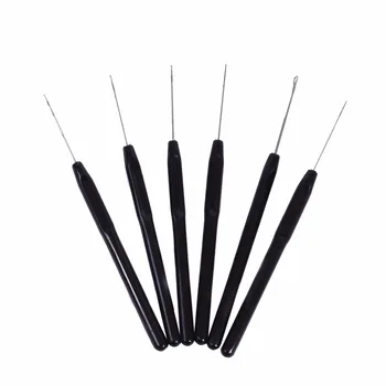 12pcs Črne barve plastični ročaj kavljem igelnega vdevala zanke vleče iglo za mikro lase razširitve orodja