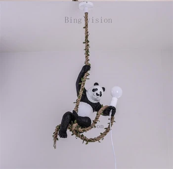 Ustvarjalne Smolo Panda Svetlobe Mansarda Industrijske Kuhinja Luç Konoplja Vrv, Ki Visi Svetilka Restavracija Doma Dekor Svetilka