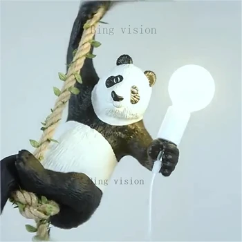 Ustvarjalne Smolo Panda Svetlobe Mansarda Industrijske Kuhinja Luç Konoplja Vrv, Ki Visi Svetilka Restavracija Doma Dekor Svetilka
