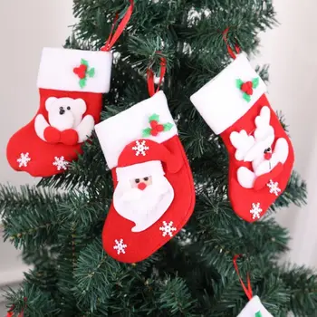 Malo Božične Nogavice Darilo Imetniki Santa Claus Snežaka Holiday Gift Bag Doma Vrt Praznično Stranka Dobave