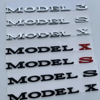MODEL 3 MODEL S MODEL X Črke Emblem Avto Styling Značko Avto nalepke za Tesla Trunk Logo dodatna oprema Chrome Črno Rdeča