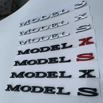 MODEL 3 MODEL S MODEL X Črke Emblem Avto Styling Značko Avto nalepke za Tesla Trunk Logo dodatna oprema Chrome Črno Rdeča