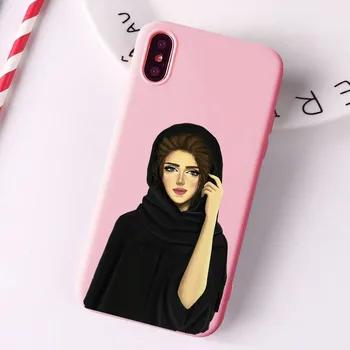 Luksuzni Žensko Krono Hidžab Obraz Muslimanskih Islamske Gril Oči TPU roza Primeru Telefon za iphone 11Pro Max X 6S 7 Plus 8 XR XS MAX SE pokrov