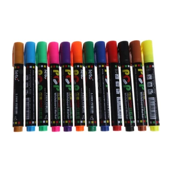 12 Barvo Tabla Marker Izbrisljivi Papir, Steklo Suho Brisanje 5mm Writting Pero