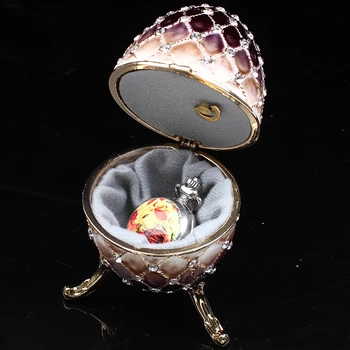 Jajce obliko nakit box škatla za shranjevanje planu music box darilo kristalni nakit dekoracijo doma dekoracijo pošlji punco