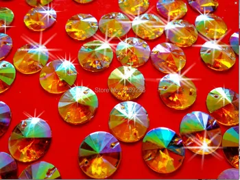 Svoboden kroglice 14 mm 150pcs Sew na Kristali Zlato Rumena AB barvo Okrasnih Pribor Za Ročno Šivanje Strass Diamond
