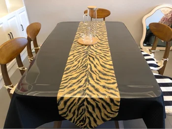 DUNXDECO Namizni Tekač Stranka Večerja Prtom Kritje Tkanine Sodobne Tiger Stripe Živali Slog Luksuzni Umetniške Edinstveno Posteljo Runner