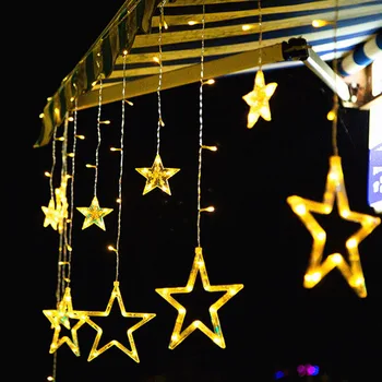 LED Xmas Tree Star Zvon Zavesa Svetlobe, 220V Božič Garland Niz Vila Luči na Prostem Za Domačo Stranko Poroko Novo Leto Dekor