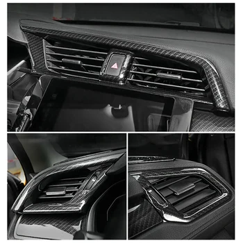 Za Honda Civic 2016-2019 Notranje Ogljikovih Vlaken Spredaj Air Vent Vtičnico nadzorni Plošči Konzole Okvir Trim Zajema Modeliranje 3Pcs