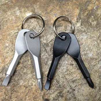 Iz Nerjavečega Jekla, Keychain Izvijač Flathead Glavo Key Ring Ključnih Verige Izvijač Potovanja KitSilver/Črna