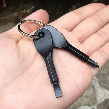 Iz Nerjavečega Jekla, Keychain Izvijač Flathead Glavo Key Ring Ključnih Verige Izvijač Potovanja KitSilver/Črna