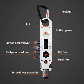 Večnamenski Mini Keychain EOS Prostem Kampiranje Prenosni iz Nerjavečega Jekla Žep Orodja za Preživetje v Divjini