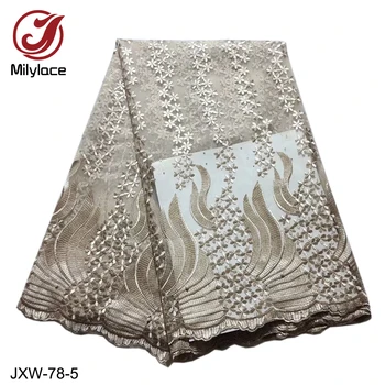 Milylace občutljivo Afriške čipke tkanine 5 metrov nežen cvetlični vezene til tkanine, čipke s kamni, biseri za obleke JXW-78