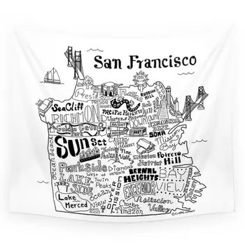 San Francisco Zemljevid Ilustracije Tapiserija Steni Visi Coverlet Posteljnina Stanja Vrgel Bedspread Dnevna Soba Tapiserije Domu Dekor